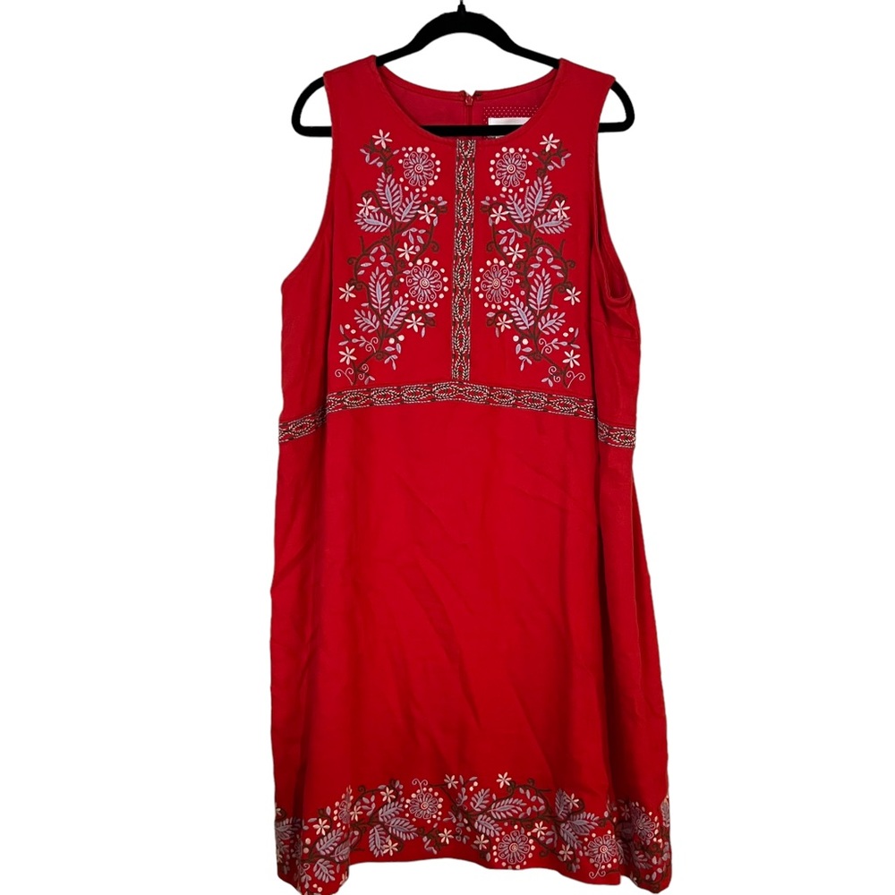 Red Embroidered Sleeveless Dress